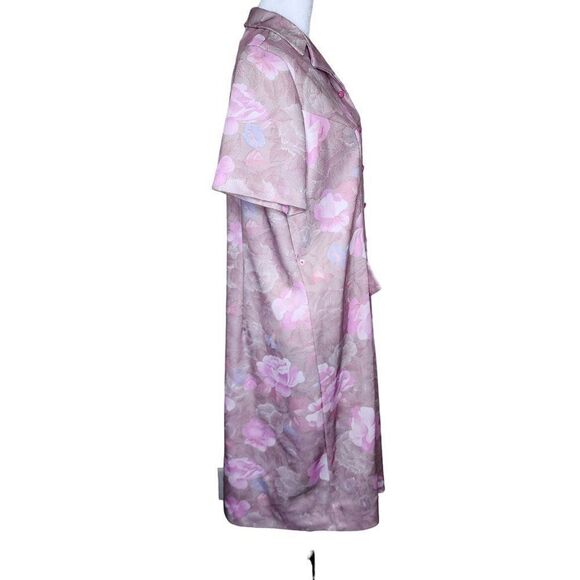 Vintage 70s Housecoat Day Dress Womens Size M Pink Polyester Pockets - Picture 3 of 10
